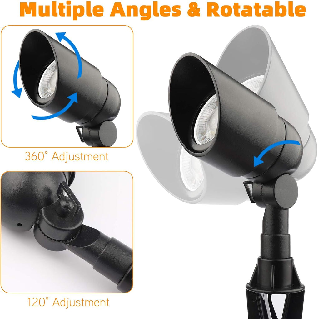 Landscape Lighting 12V 5W LED Landscape Spotlight Cast-Aluminum Waterproof Outdoor Low Voltage 450 Lumen Warm White