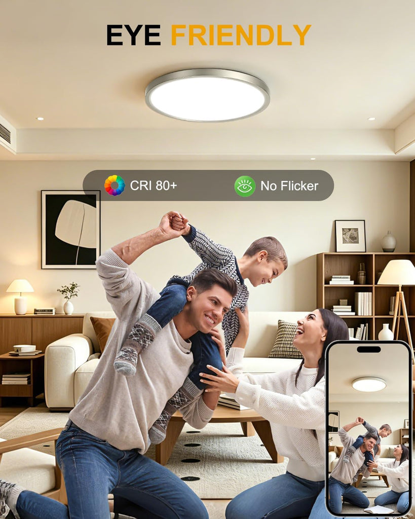 8 Inch Flush Mount Ceiling Lights, Dimmable, Adjustable Color Temperature, Black 4 Pack, 15W 1200LM Low Profile