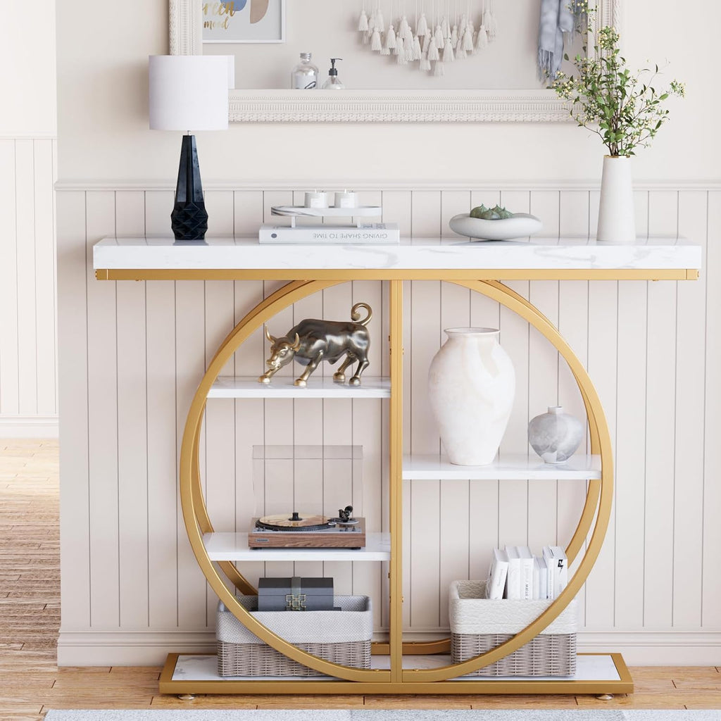 41.3" Console Table , Industrial Hallway Sofa Table with Storage Shelves, Narrow Accent Decor Living Room Furniture