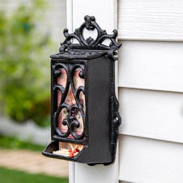 Cast Iron Vintage Match Holder - 9 Inches Hollow Design