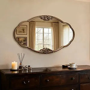 Vintage Gold Wall Mirror: 33"X19.5" Baroque Antique Mirror - Vertical Or Horizontal Hanging/Bathroom/Living Room Wall