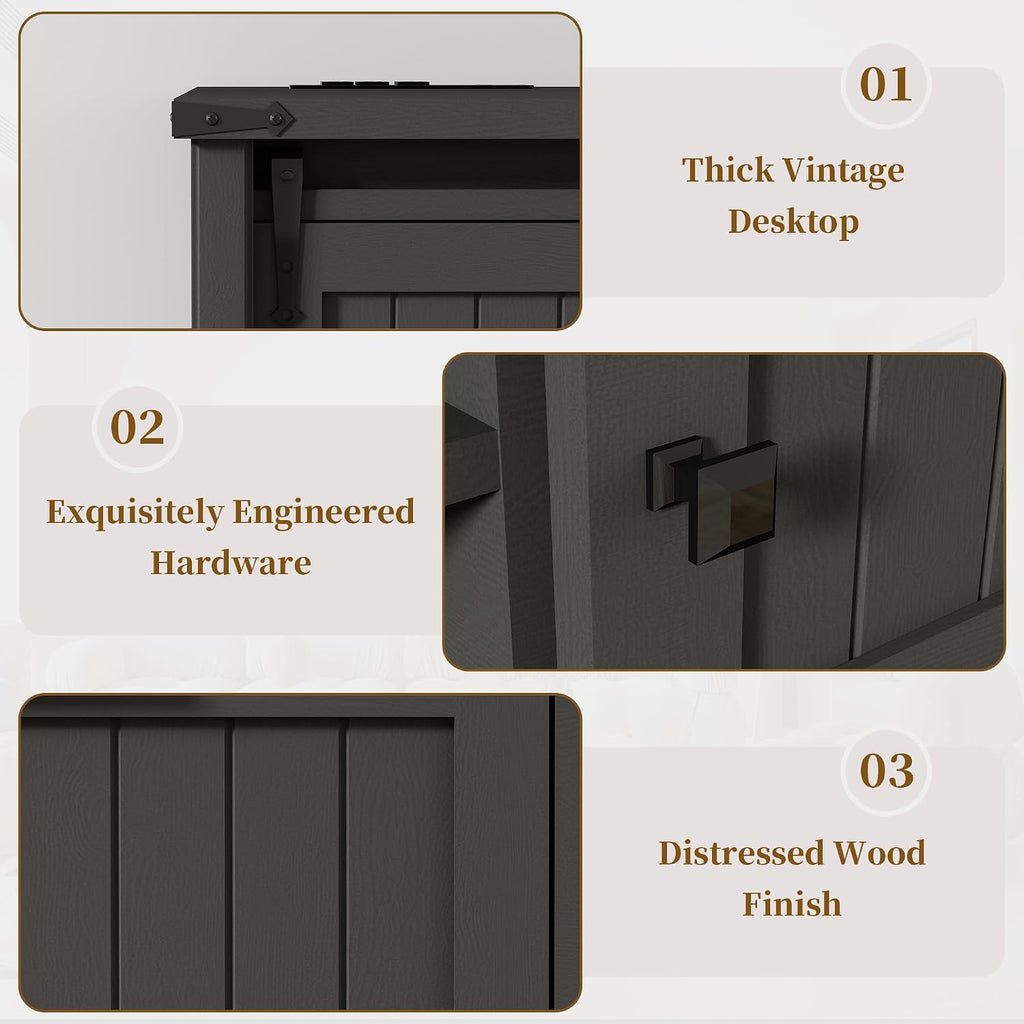 Lateral File Cabinet with Charging Station, Filing Cabinets | Farmhouse 2 Drawer Office Credenza with Outlets for