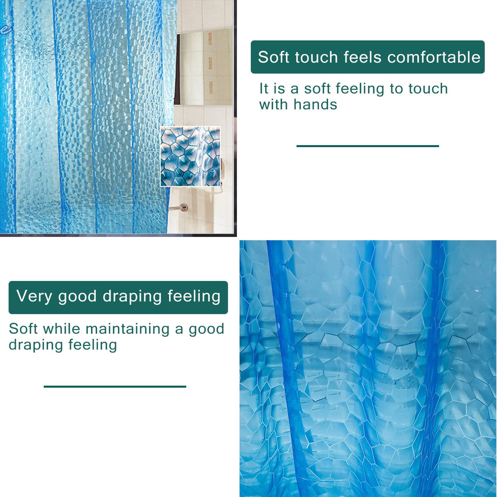Shower Curtain Liner, 3 Pack 100% Waterproof Eva Shower Curtains with 3 Duty Heavy Bottom Magnets and 12 Rust Proof