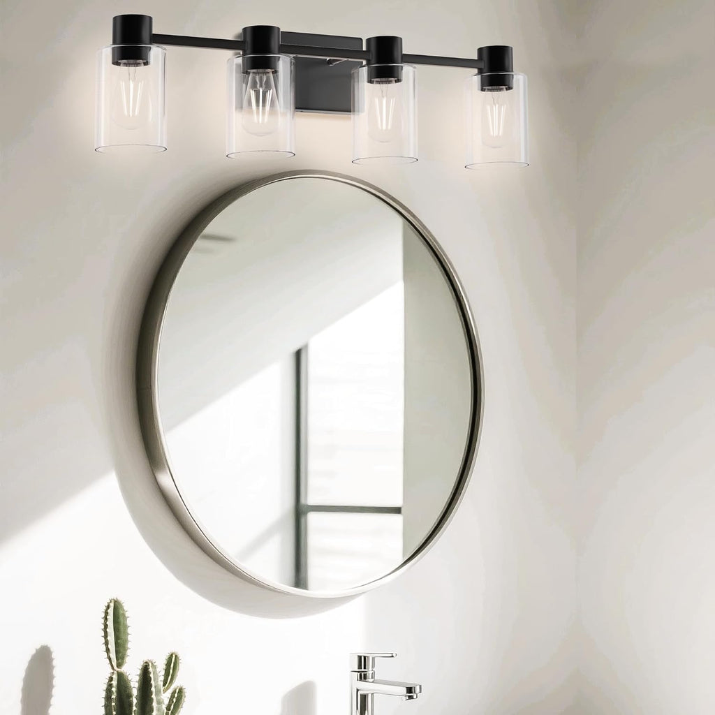 4-Light Modern Vanity Light Fixtures Over Mirror, Matte Black Bathroom Light Fixtures, Vanity Lights, Wall Sconce
