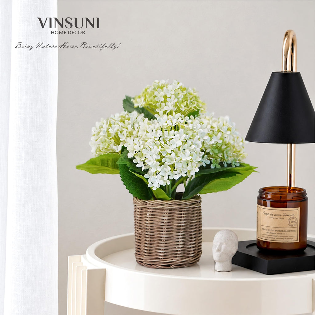 White-Green Artificial in Woven Basket