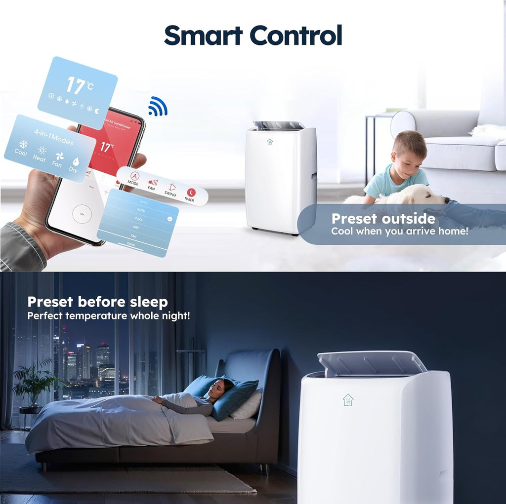 14,000 BTU Smart Air Conditioner with Heat, Auto