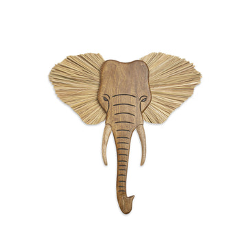 Wooden Safari Wall Decor, Wood Animal Nursery Wall Art, Boho Gender-Neutral Safari Room Decor Elephant 21L X 21W Brown