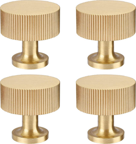 4pcs Solid Brass Cabinet Knobs Pulls Cabinet Drawer Dresser Gold Knobs Modern Handles(1"x1"/25mmx25mm),Brushed Brass