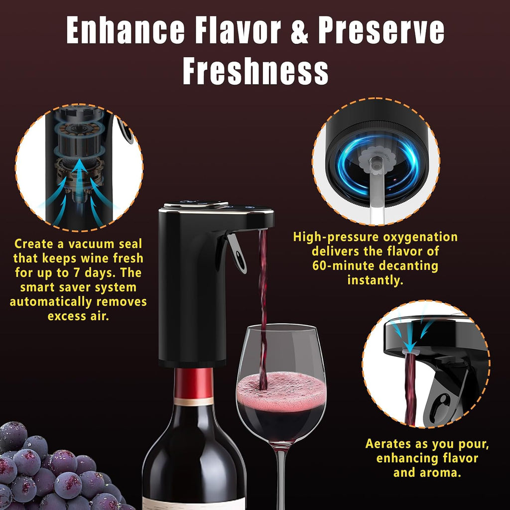 Electric Wine Aerator Upgraded Rechargeable Wine Dispenser & Decanter