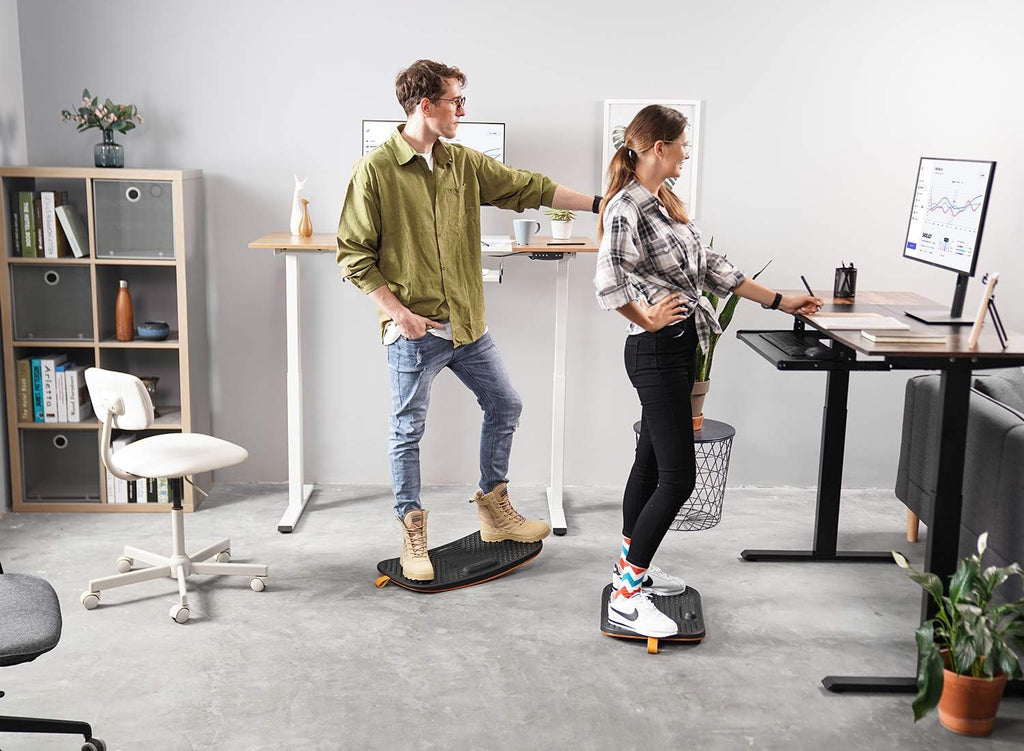 Standing Desk Mat with Anti Fatigue Bar | Wooden Wobble Balance Board with Ergonomic Design Comfort Floor Mat