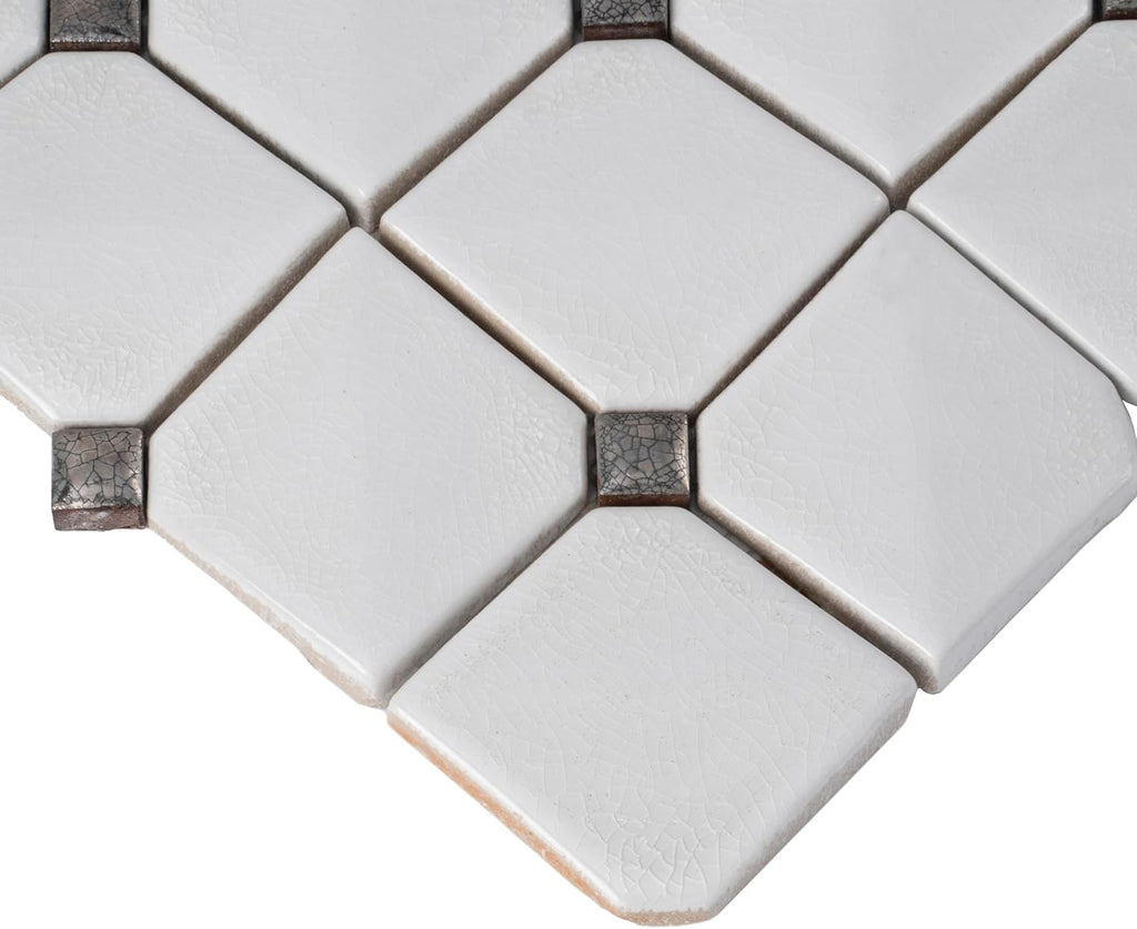 Chevron Square Ceramic Tile White 12x12 Polished 5 sq ft/case 5-Pack | Glazed decorative sheets. Kitchen backsplash