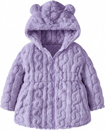 Toddler Girls Fleece Jacket Hooded Zip-up Warm Coats 2-6 Years