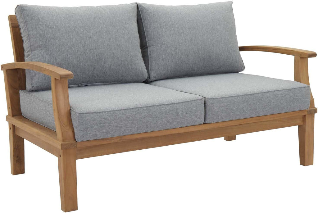 Marina Premium Grade A Teak Wood 5-Piece Outdoor Patio Furniture Set, Natural Gray
