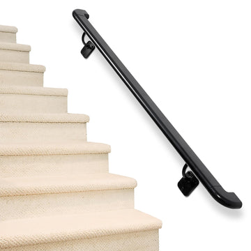 Pipe Stair Handrail Black Hand Rail for Indoor & Outdoor Steps Metal Handrail for Indoor Stairs Stair Railing with
