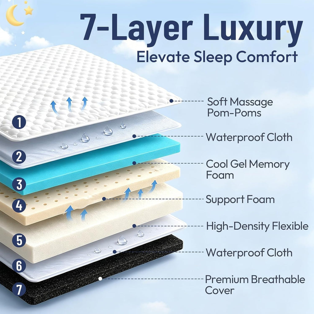 Crib Mattress, 52 x 27 Dual-Sided Memory Foam Baby and Toddler Mattress, Triple Layer Toddler Bed Mattress with