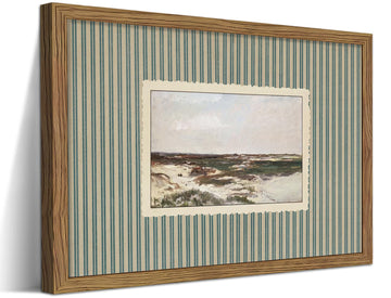 Framed Vintage Coastal Landscape Wall Art, Retro Seaside Artwork, 12x16in