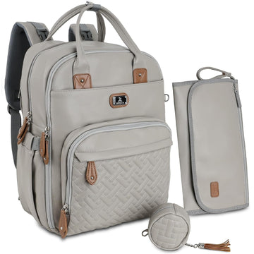 Leather Diaper Bag Backpack with Portable Changing Pad,Baby Bags