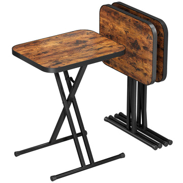 Folding TV Tray Tables Set of 2, No Assembly, Rounded Metal Rims