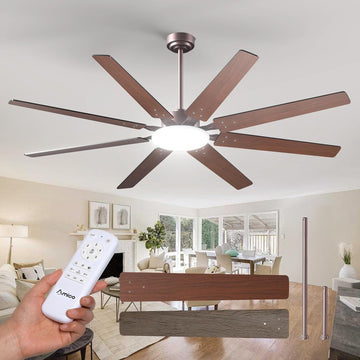 72 inch Farmhouse Bronze Ceiling Fan with Light, Large Energy Efficient Ceiling Fans with Remote, Reversible DC Motor