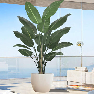 8ft Tall Bird of Paradise Artificial Tree (94 Inch) with Large Trunks and Realistic Leaves Big Faux Floor Potted