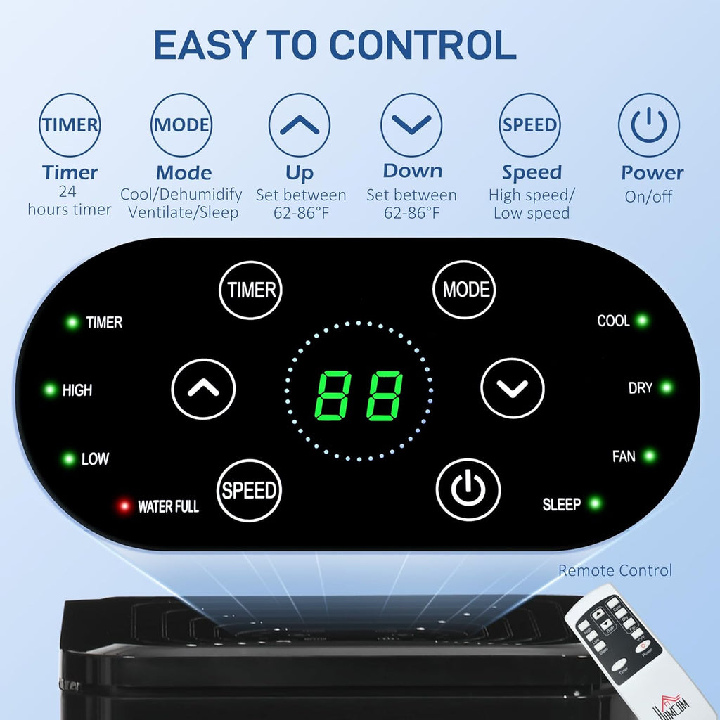 8000 BTU Portable Air Conditioner, for Rooms Up to 344 Sq. Ft., 3-in-1 Portable AC Unit with Dehumidifier