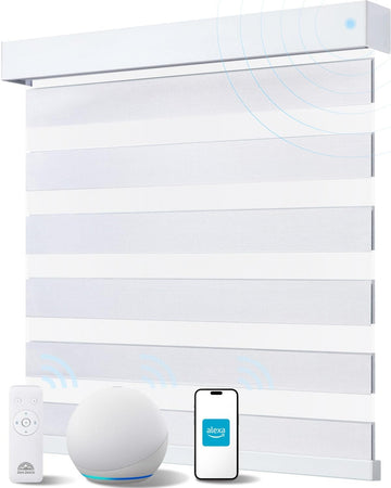 Smart Zebra Blinds for Windows, Works with Alexa, 20" W x 72" H, Black