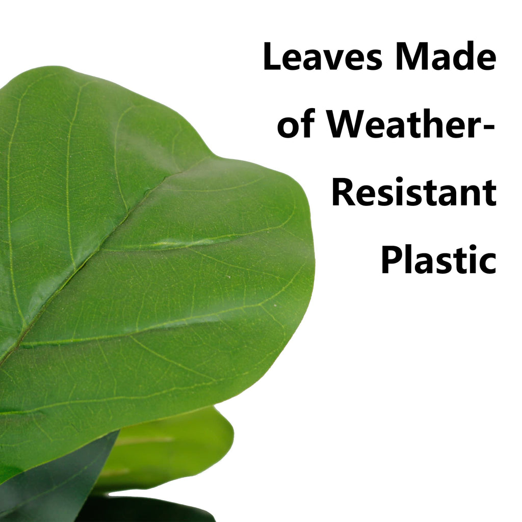 4ft Fiddle Fig Tree Artificial, Faux Fig Tree w/ 75 Leaves & 3 Trunks, Fake Ficus Lyrata Plant Real Touch Technology