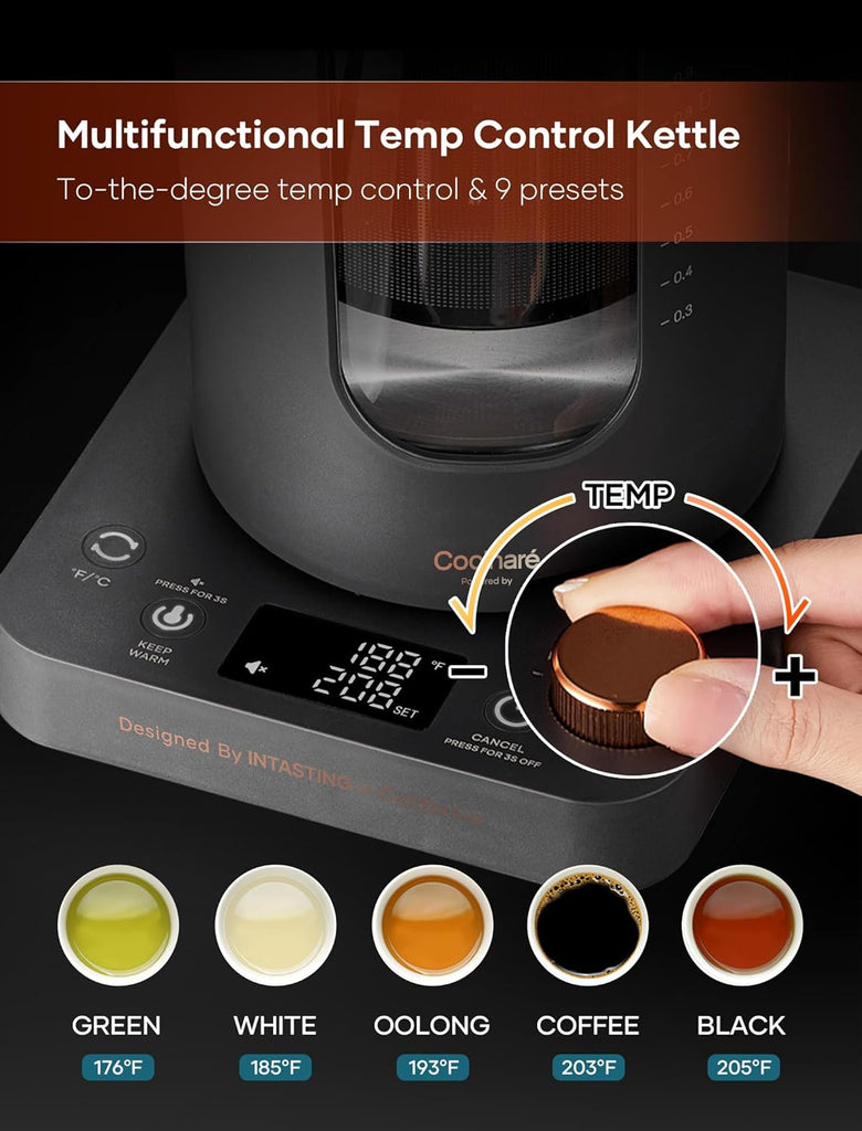 Electric Tea Kettle with Infuser, ±1°F Temperature Control 1 Liter