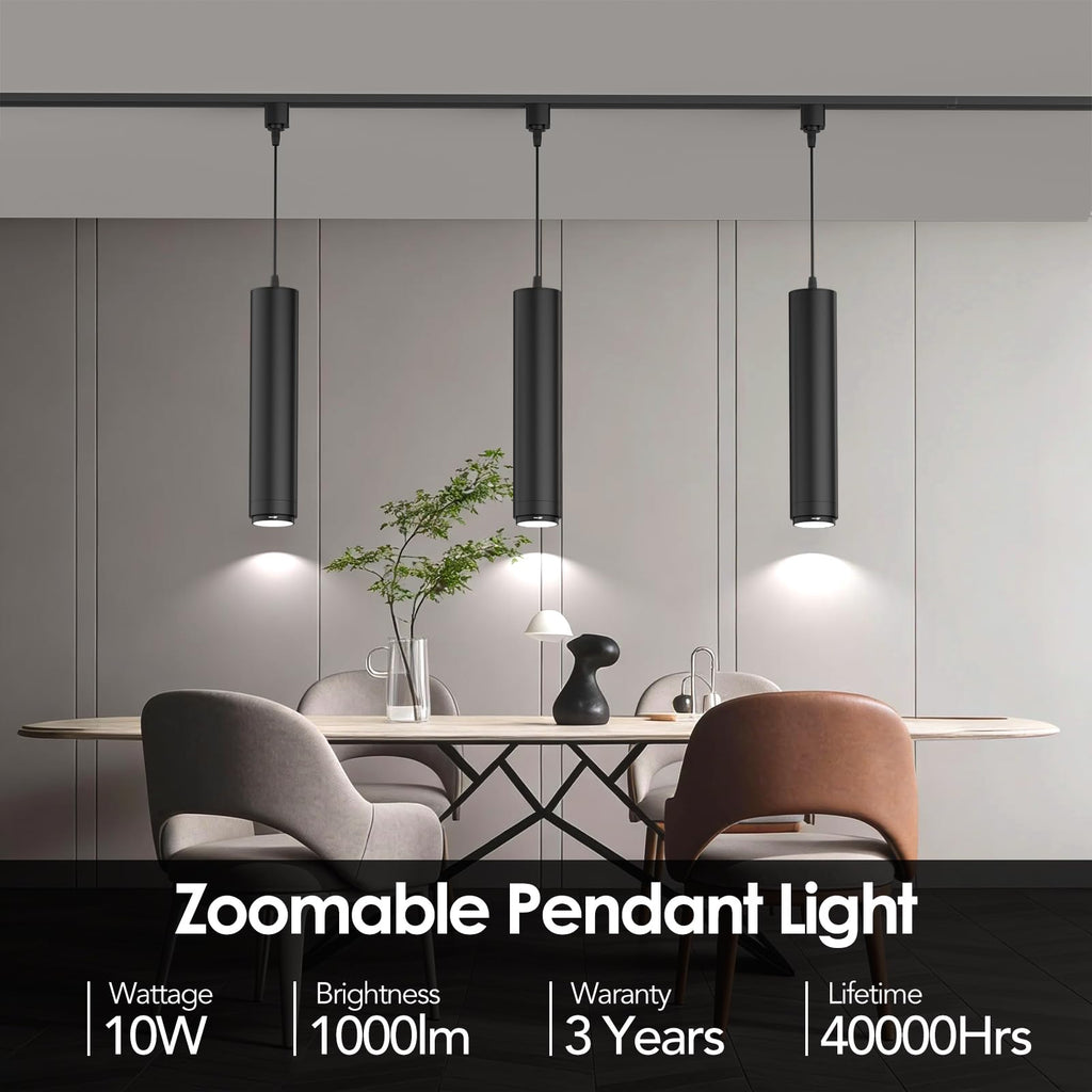 Remote Control H Track Pendant Lights, 10W Black 6 Pack