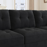Sectional Couch with Storage, Modular Sectional Sofa, Velvet Couches for Living Room, Black