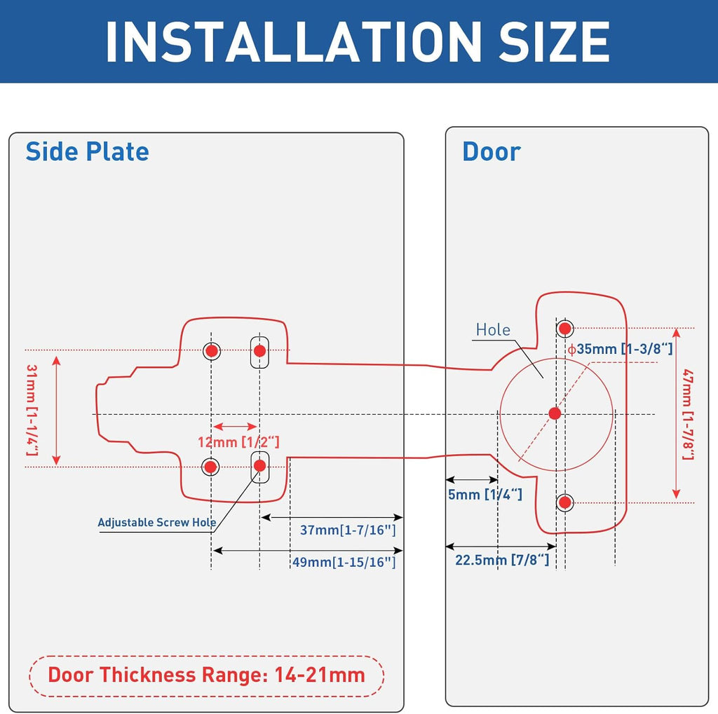 45°Cabinet Hinges Soft Close Kitchen Door Cabinet Hinge - Concealed, Soft Close, 3D Adjust for 135 Degree Corner