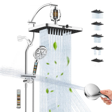 13" Filtered Shower Head & Filtered 10-Mode Handheld Combo, Chrome