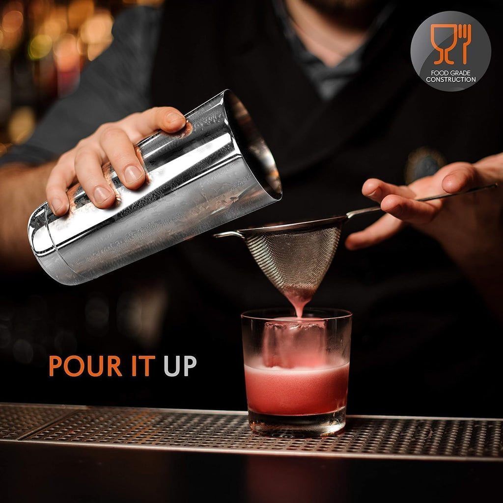 Mixology Bartender Cocktail Shaker Set - Includes 15 & 30 oz Stainless Steel Shakers, 6 Bottle Pourers & More