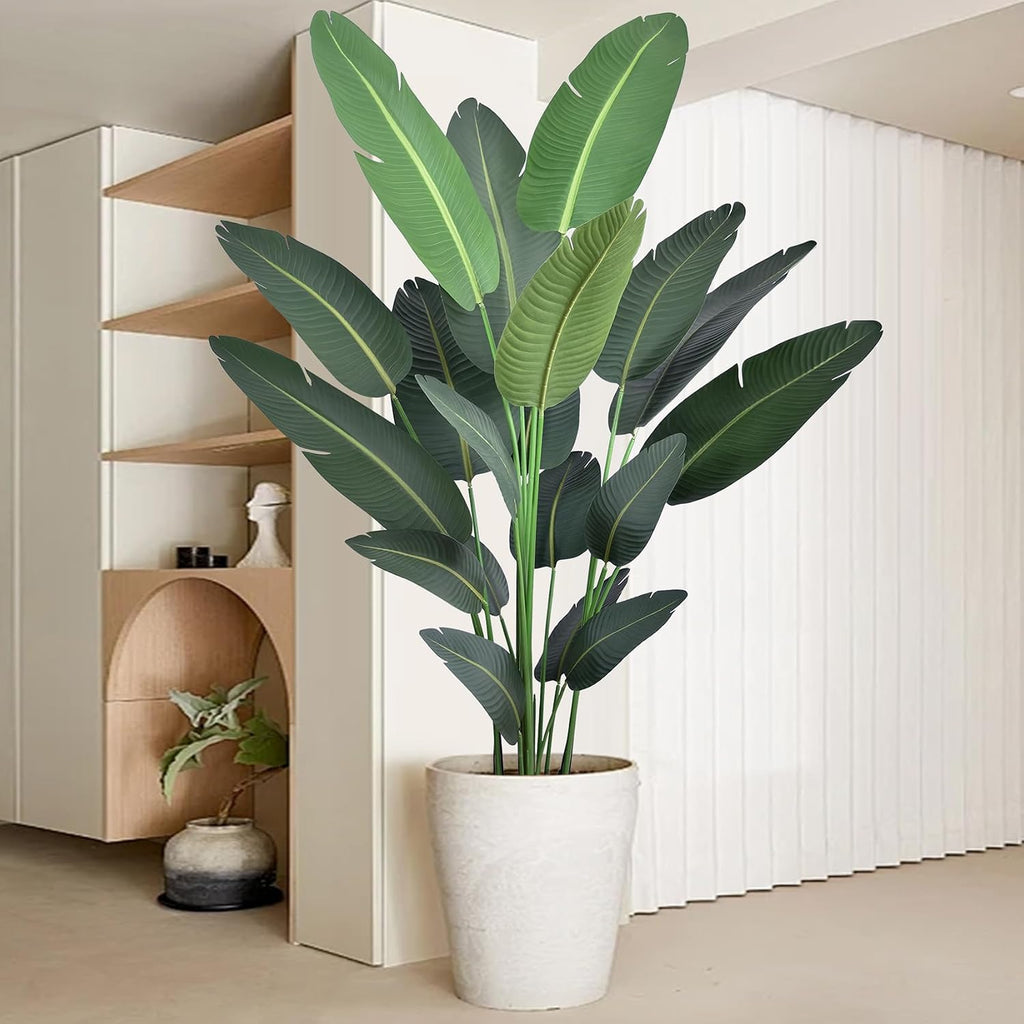 7ft Artificial Bird of Paradise Trees (84in) Tall Large Faux Tree with 19 Realistic Trunks, Fake Tropical Floor