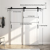 36in x 84in Double MDF Sliding Barn Doors with 6.6FT Bypass Barn Door Hardware Kit, Save Space, Wate