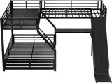 Twin XL Over Queen Bunk Bed Frame with Twin Loft Beds, Heavy Duty Triple Bunk Bed with Slide