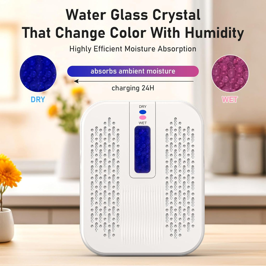 Rechargeable Small Dehumidifier, Pack of 2, Portable Mini Dehumidifier for Bathroom, Highly Efficient Dehumidification