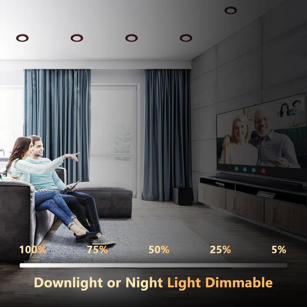 4 Inch Bronze Recessed Lighting with Night Light, 16 Pack