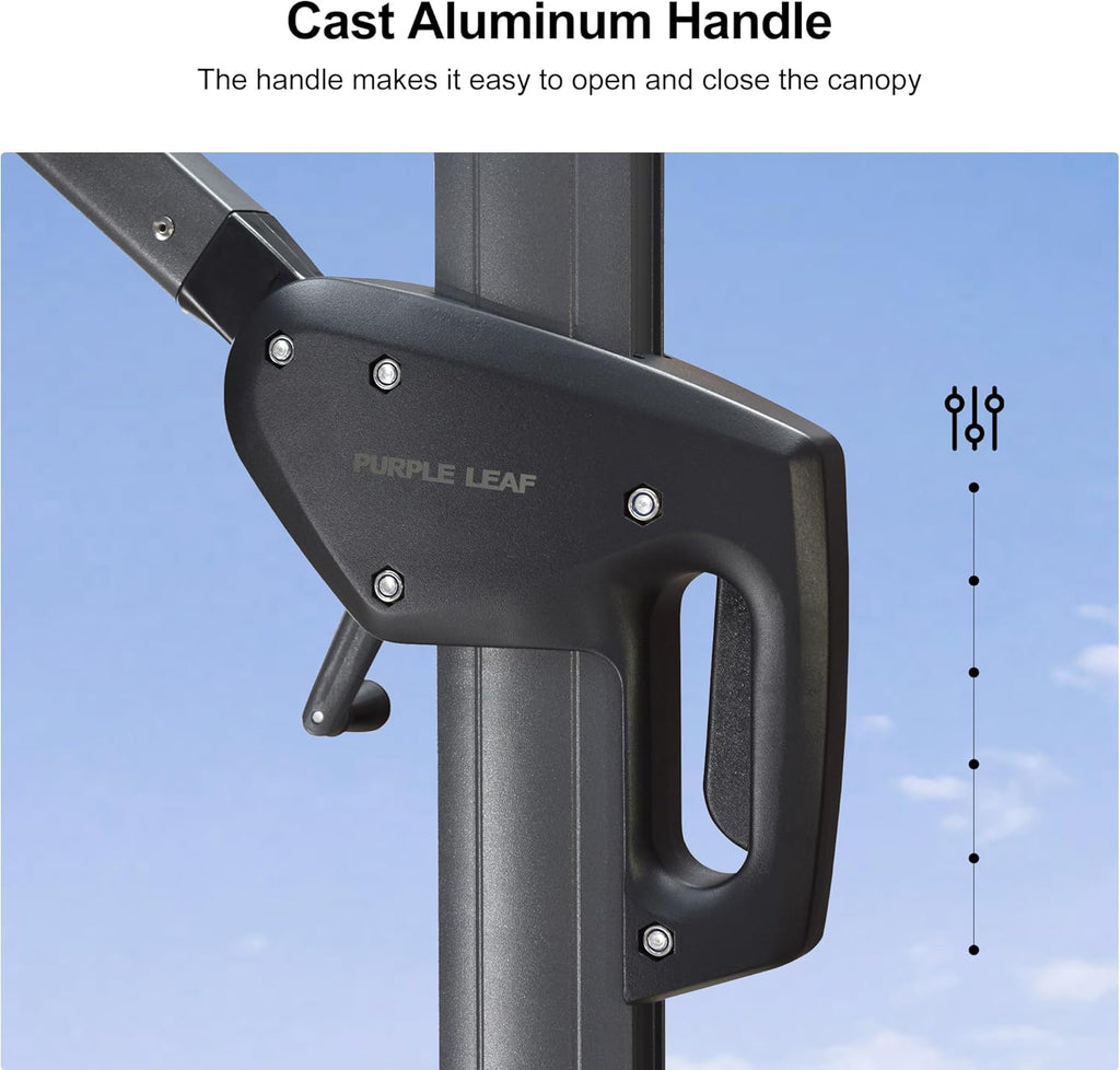 Patio Umbrella with Base 10 Feet Outdoor Cantilever Square Umbrella Aluminum Offset Umbrella with 360-degree Rotation