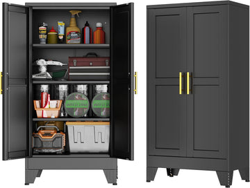 47.2'' Tall Metal Garage Storage Cabinet,File Cabinet with Door and Adjustable Shelves, Outdoor Steel Tool Cabinet