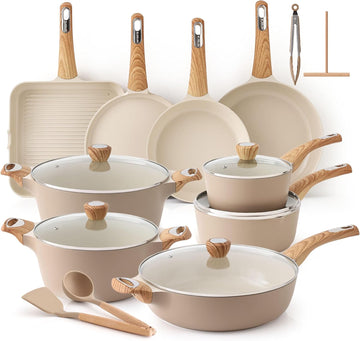 Ceramic Cookware Sets, Pots and Pans Set Non stick, Non toxic Healthy Induction Cookware, 26 Pcs Nonstick Kitchen
