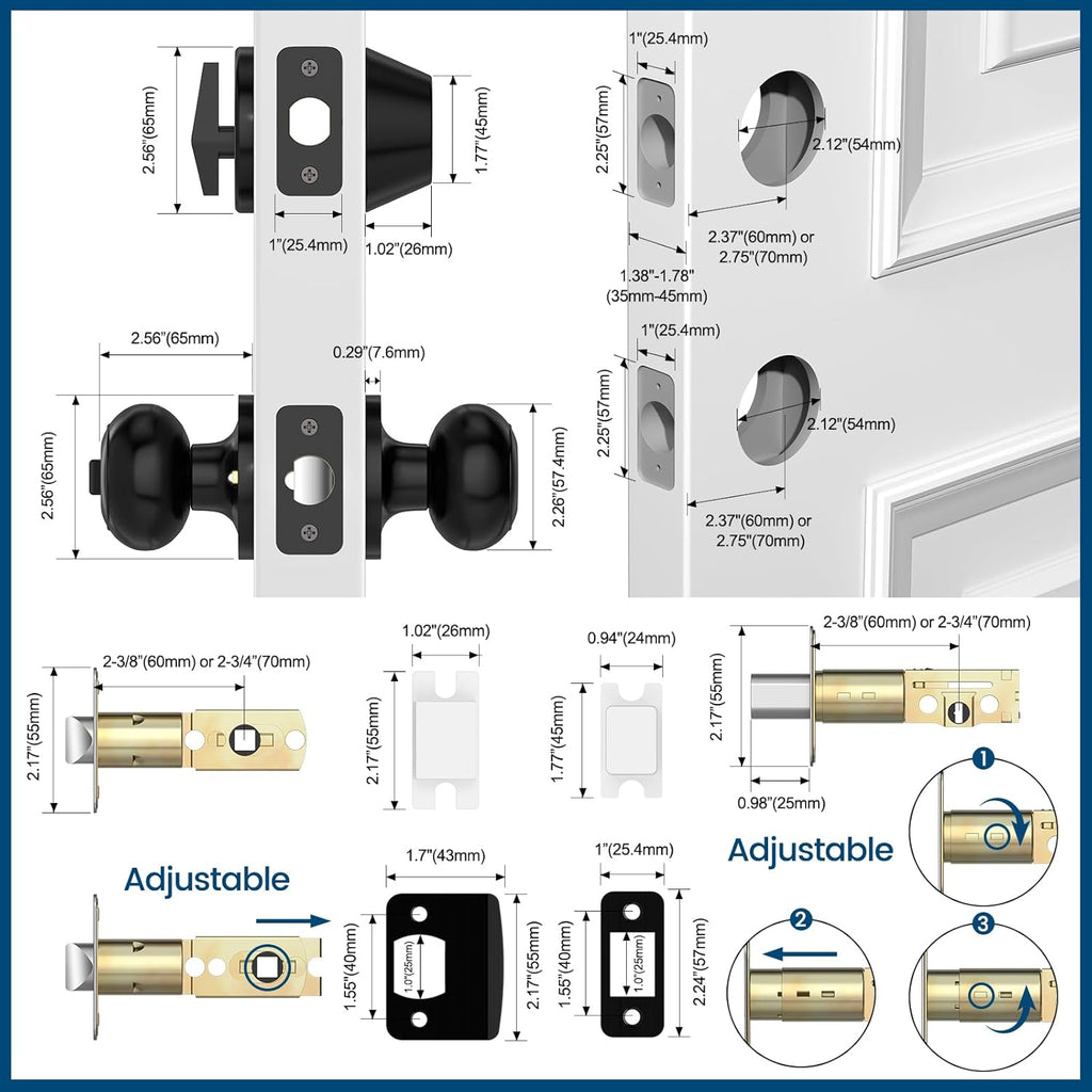 6 Pack Keyed Alike Exterior Door Knob with Lock, Single Cylinder Deadbolt Lock and Entry Door Knob Set