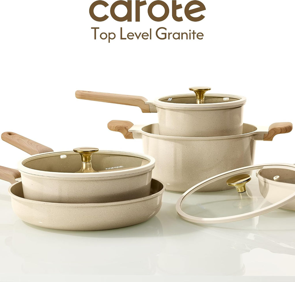 Pots and Pans Set, Ceramic Cookware Set, 14pcs | Healthy Induction Kitchen Set, with Silicone Lids, Easy Clean, Even