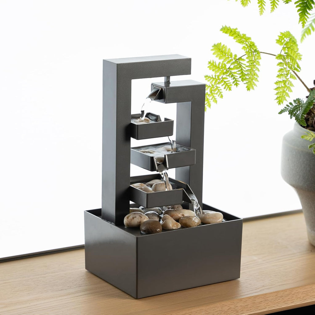 Desktop Waterfall Fountain Small- 9.65" Relaxation Tabletop Fountain with Soothing Sound Decor - Desktop Water
