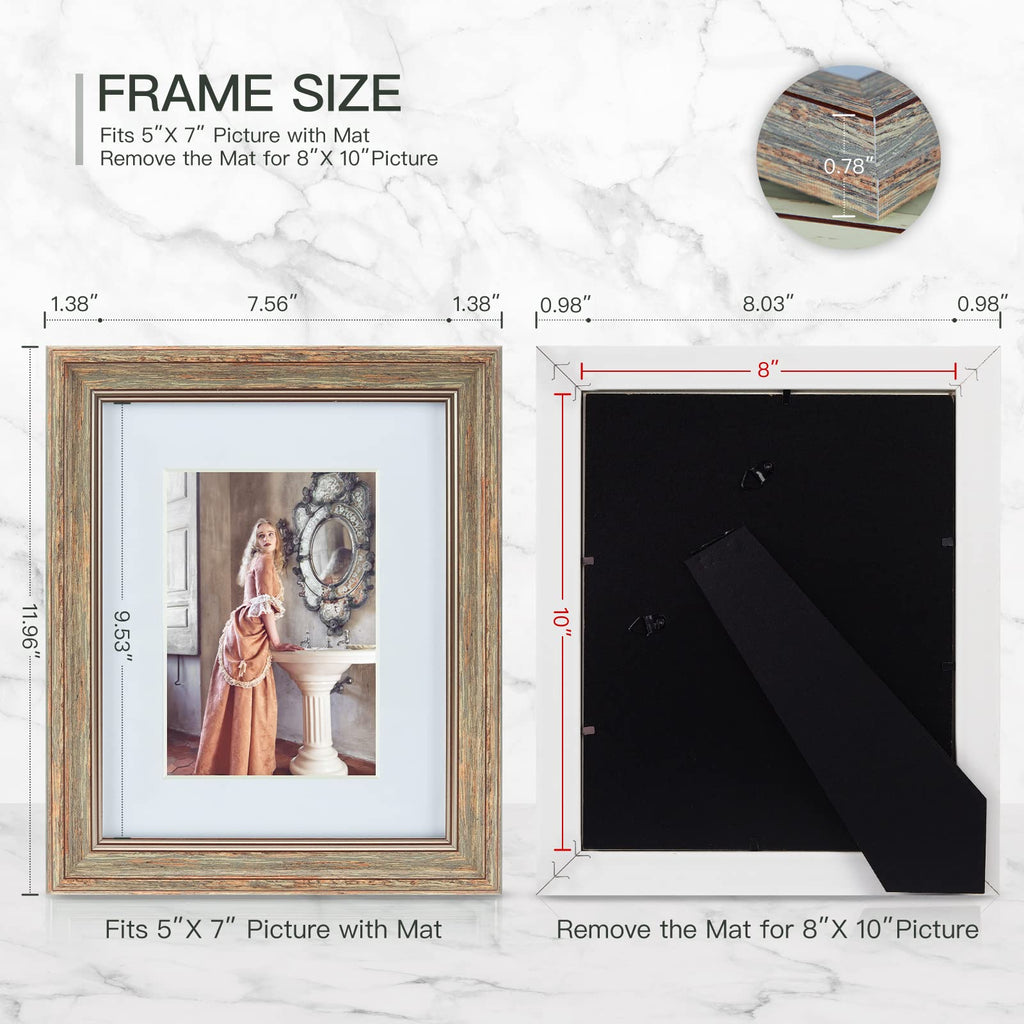 3 Pack 8x10 Picture Frames, Rustic Vintage Photo Frame(Brown)