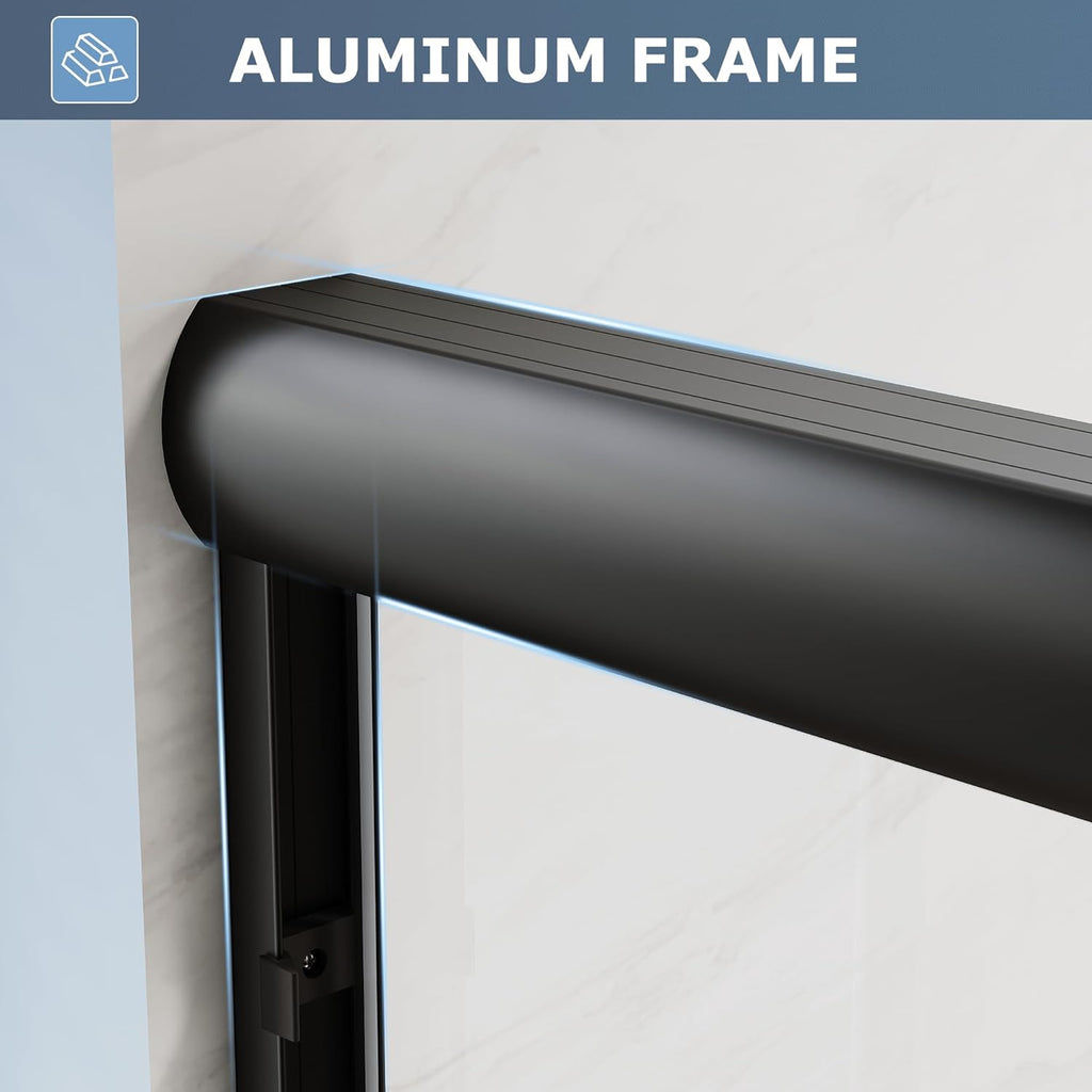 Double Sliding Glass Door 48" W x 72" H Shower Door 1/4" Tempered Glass Sliding Door Semi-Frameless Shower Glass