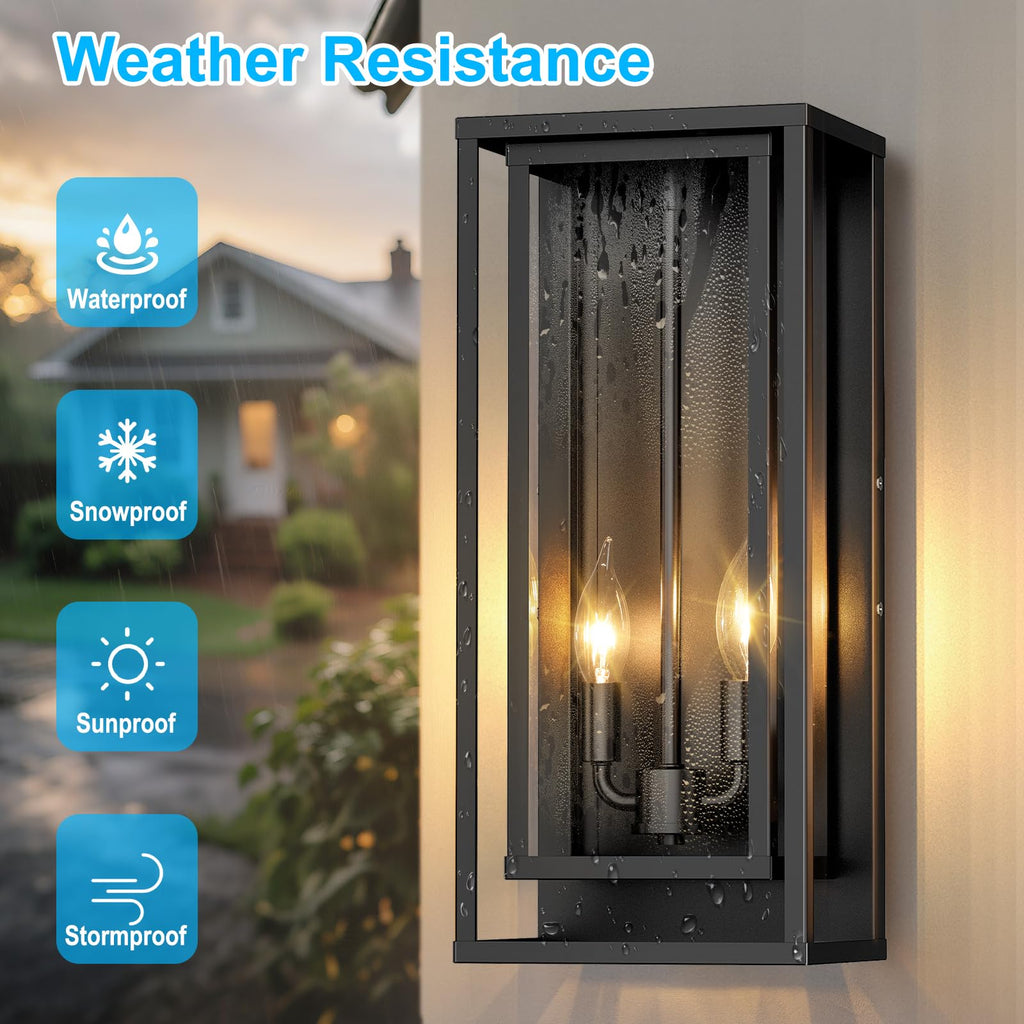 Large Outdoor Wall Lanterns, 18" Exterior Waterproof Rectangular Sconce