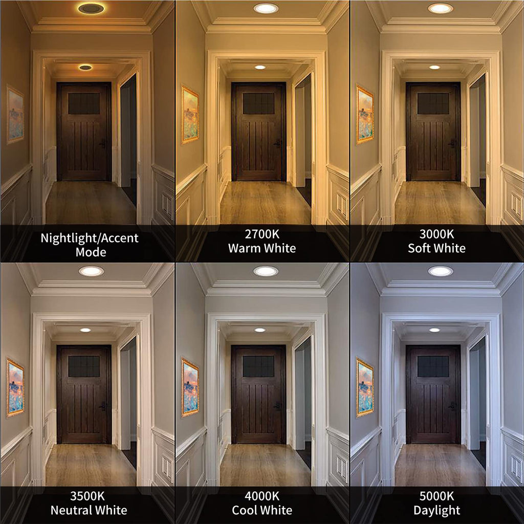 6 Pack 6 Inch 5CCT LED Recessed Lighting with Night Light, White