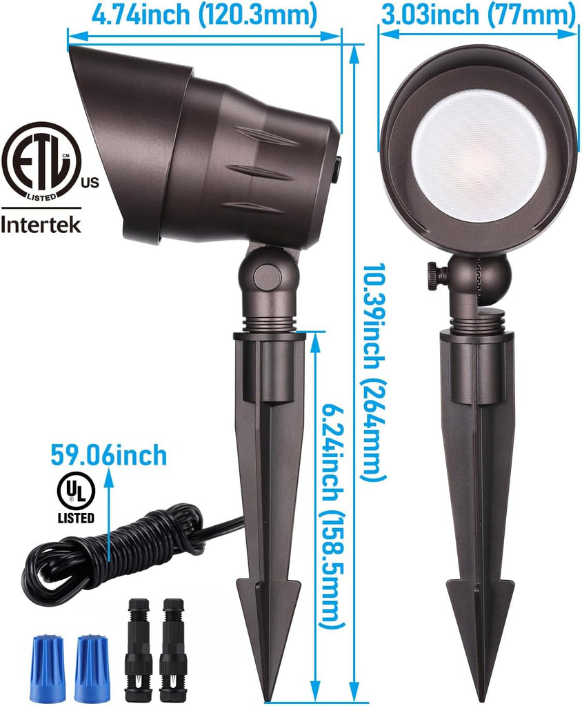4-Pack 5CCT 5W 12-24V Low Voltage LED Spotlight Oil Rubbed Bronze | 1800K2700K3000K4000K5000K, Landscape Pathway