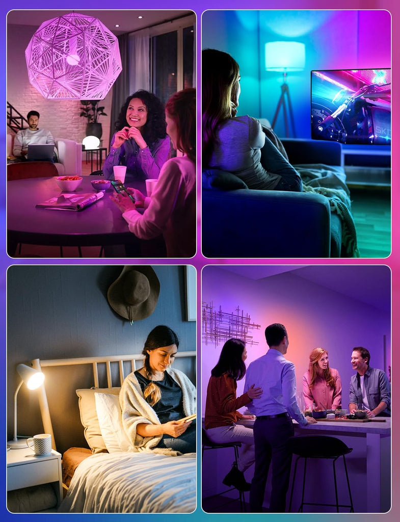 Smart A19 LED Light Bulbs, 60W Equivalent 800LM Color Changing E26 9W Bluetooth Light Bulbs with Remote Control, 16 (2-Pack)